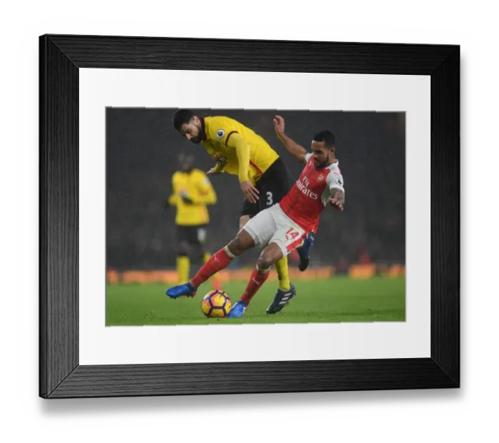 Framed Print : Intense Rivalry: Walcott vs. Britos in Arsenal's Battle Against Watford