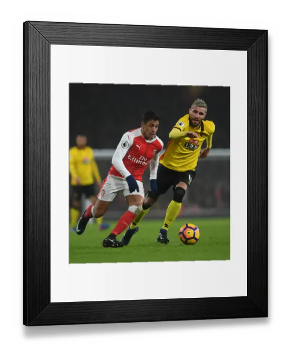 Framed Print : Arsenal vs. Watford: A Fierce Battle – Sanchez vs. Behrami