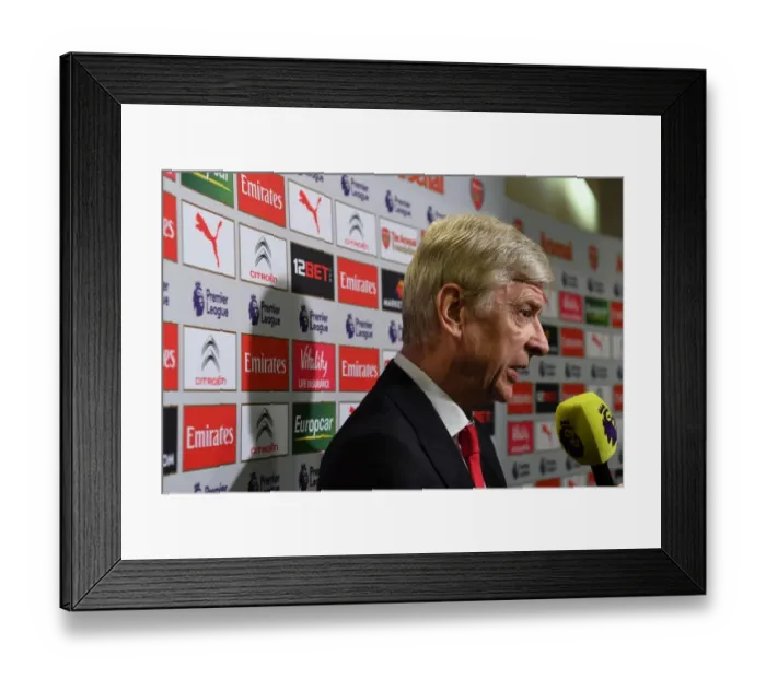 Framed Print : Arsene Wenger: Arsenal Manager's Pre-Match Interview Ahead of Arsenal vs. Watford (2016-17)