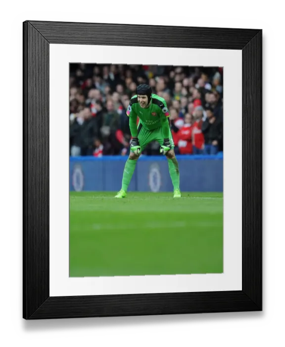 Framed Print : Petr Cech's Unwavering Focus: A Legendary Goalkeeper in the Chelsea vs Arsenal Rivalry (2016-17)