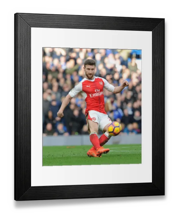 Framed Print : Shkodran Mustafi Focused Amidst Chelsea vs Arsenal Rivalry (2016-17)