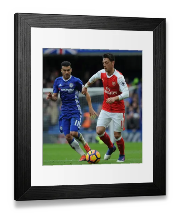 Framed Print : Intense Rivalry: Ozil vs Pedro - A Football Battle at Stamford Bridge, Premier League 2016-17 Framed Print : Intense Rivalry: Ozil vs Pedro - A Football Battle at Stamford Bridge, Premier League 2016-17