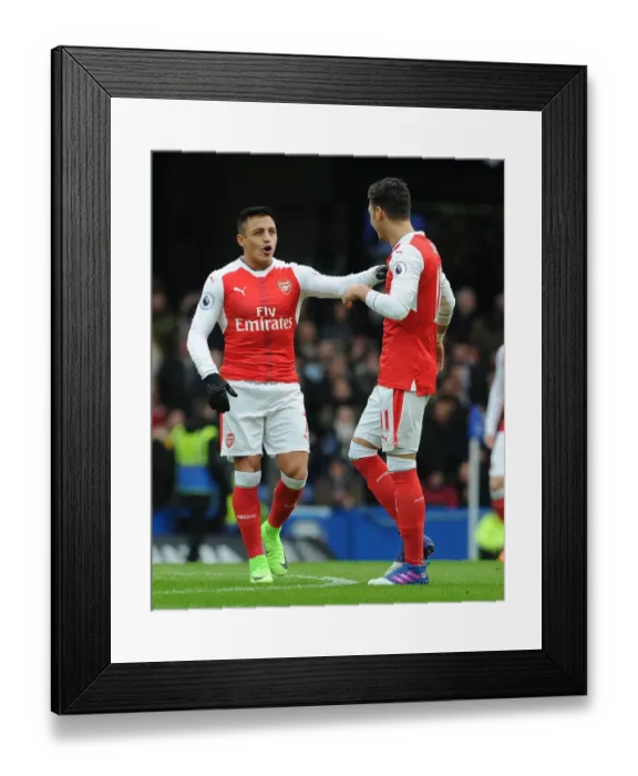 Framed Print : Arsenal Stars Alexis Sanchez and Mesut Ozil Before Chelsea Clash (2016-17)