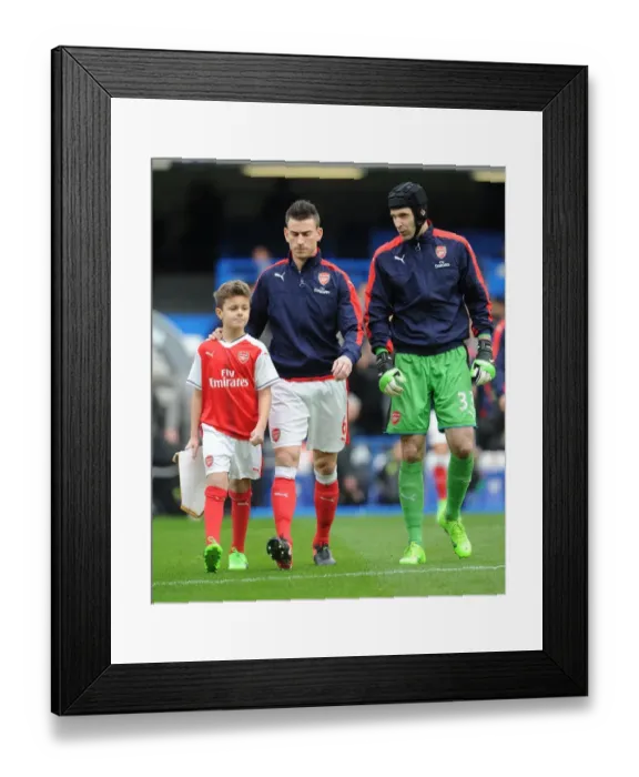 Framed Print : Arsenal mascot with Laurent Koscielny and Petr Cech (Arsenal). Chelsea 3: 1 Arsenal