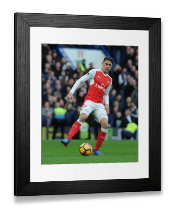 Framed Print : Gabriel (Arsenal). Chelsea 3: 1 Arsenal. Premier League. Stamford Bridge, 4  /  2  /  17. Credit