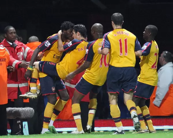 Adebayor's Brace: Arsenal's Victory Celebration vs. West Ham United (2008)