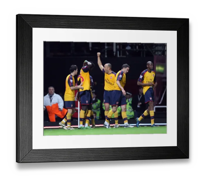 Framed Print : Emmanuel Adebayor celebrates scoring Arsenals 2nd