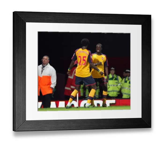 Framed Print : Emmanuel Adebayor celebrates scoring Arsenals 2nd Framed Print : Emmanuel Adebayor celebrates scoring Arsenals 2nd