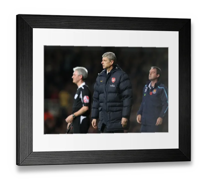 Framed Print : Arsene Wenger Guides Arsenal to a 2-0 Victory over West Ham United, Barclays Premier League, Upton Park, 2008