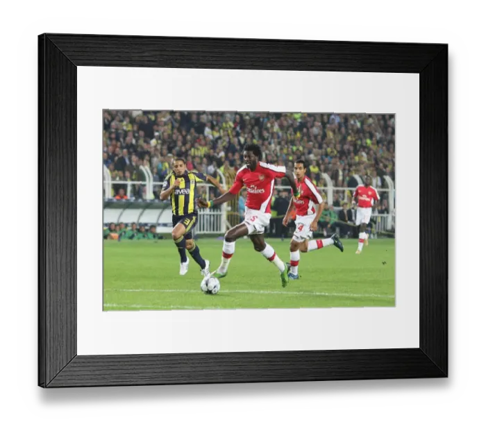 Framed Print : Emmanuel Adebayor on his way to score Arsenals 1st Framed Print : Emmanuel Adebayor on his way to score Arsenals 1st