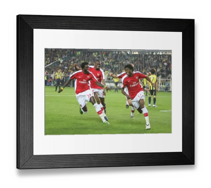 Framed Print : Alex Song celebrates scoring Arsenals 4th goal with Framed Print : Alex Song celebrates scoring Arsenals 4th goal with