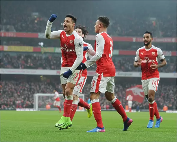 Arsenal's Alexis Sanchez Scores, Celebrates with Kieran Gibbs vs Hull City (2016-17)