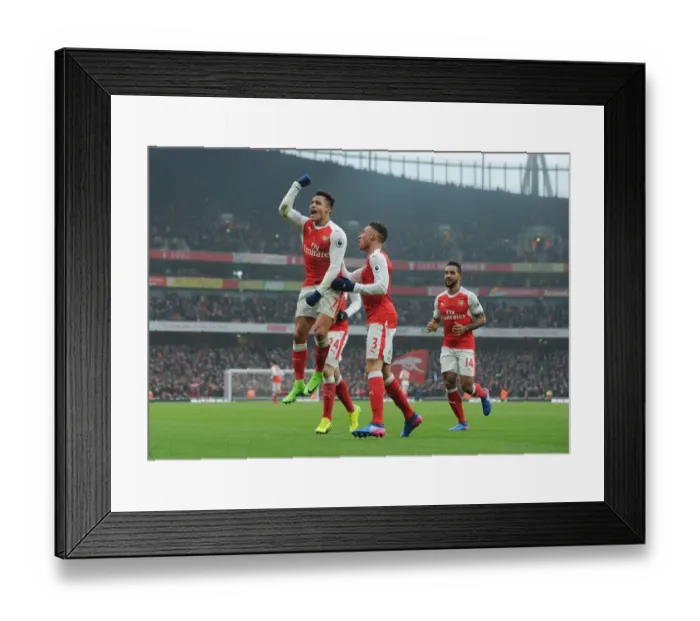 Framed Print : Alexis Sanchez's Goal Celebration: Arsenal vs. Hull City, Premier League 2016-17