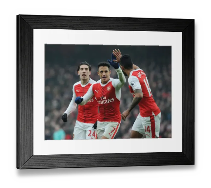 Framed Print : Alexis Sanchez and Theo Walcott Celebrate First Goal: Arsenal vs. Hull City, Premier League 2016-17
