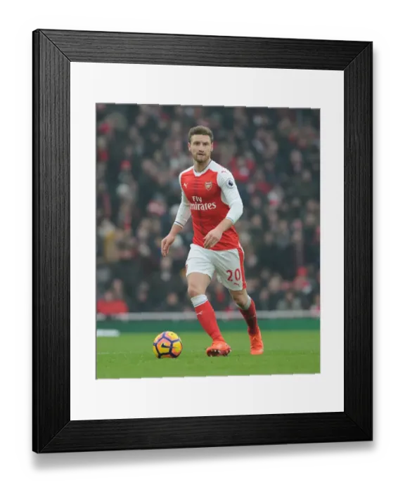 Framed Print : Arsenal's Mustafi in Action Against Hull City (Premier League 2016-17)