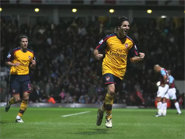 Cesc Fabregas celebrates the 2nd Arsenal goal scored