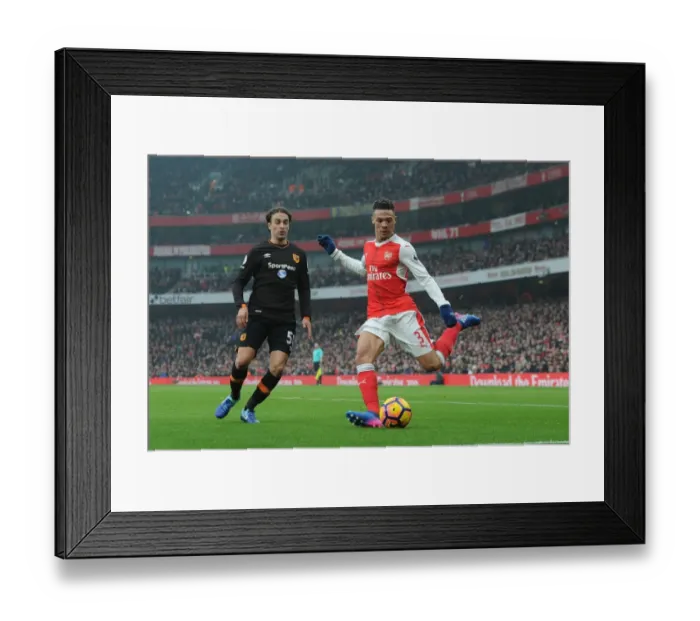 Framed Print : Arsenal's Kieran Gibbs Battles Lazar Markovic of Hull City in Premier League Clash at Emirates Stadium