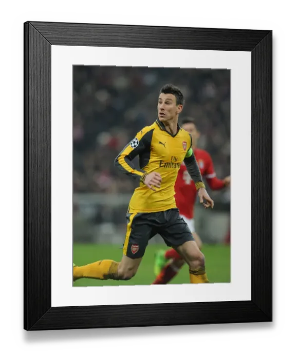Framed Print : Arsenal's Laurent Koscielny Faces Bayern Munich in 2016-17 Champions League Showdown