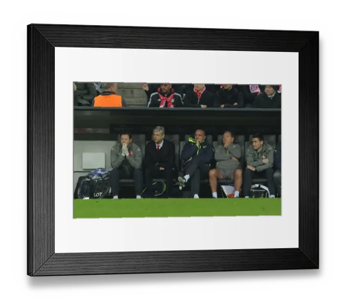 Framed Print : Arsenal Manager Arsene Wenger and Team Staff During Bayern Munich Clash in UEFA Champions League Framed Print : Arsenal Manager Arsene Wenger and Team Staff During Bayern Munich Clash in UEFA Champions League