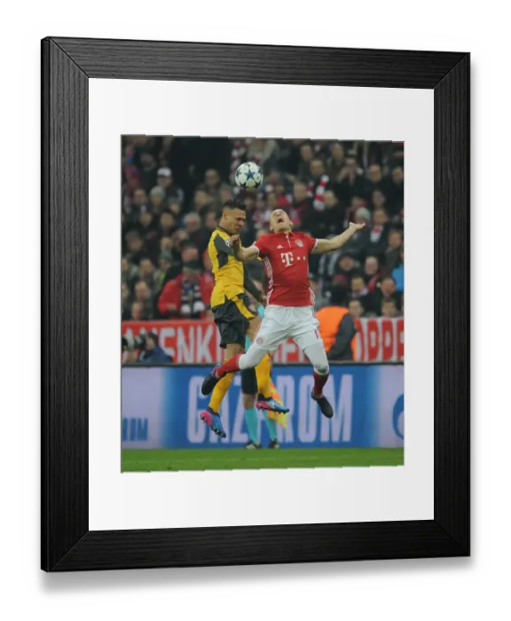 Framed Print : Arsenal vs Bayern Munich: Kieran Gibbs vs Arjen Robben in the 2016-17 UEFA Champions League Clash Framed Print : Arsenal vs Bayern Munich: Kieran Gibbs vs Arjen Robben in the 2016-17 UEFA Champions League Clash