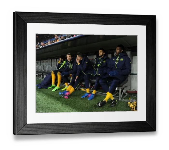 Framed Print : Arsenal Substitutes Unite: Pre-Match Showdown Against Bayern Munich in Champions League Framed Print : Arsenal Substitutes Unite: Pre-Match Showdown Against Bayern Munich in Champions League