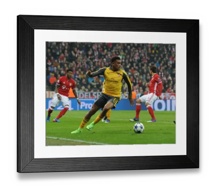 Framed Print : Alex Iwobi vs Bayern Munich: Arsenal's Rising Star Takes on Champions League Titans