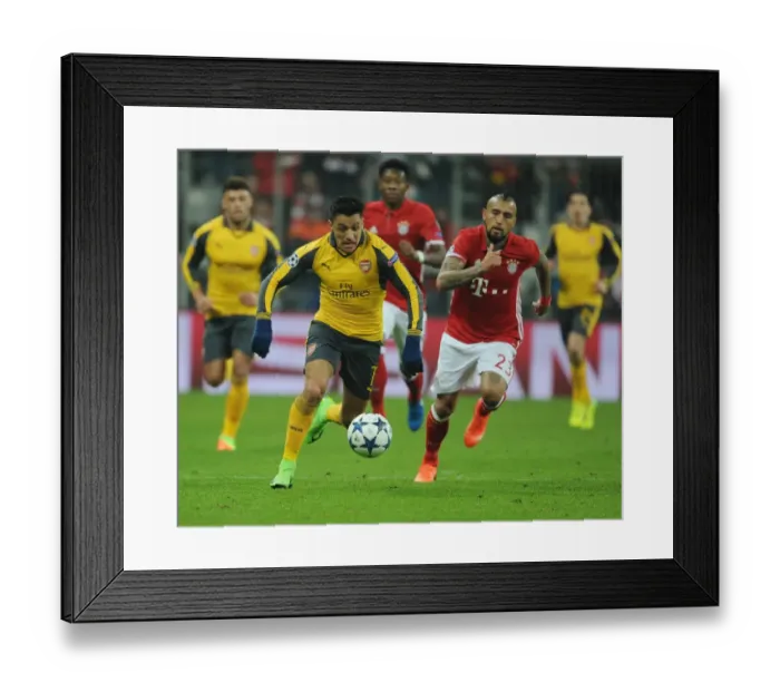 Framed Print : Clash of Titans: Alexis Sanchez vs Arturo Vidal in the UEFA Champions League - Bayern Munich vs Arsenal Framed Print : Clash of Titans: Alexis Sanchez vs Arturo Vidal in the UEFA Champions League - Bayern Munich vs Arsenal
