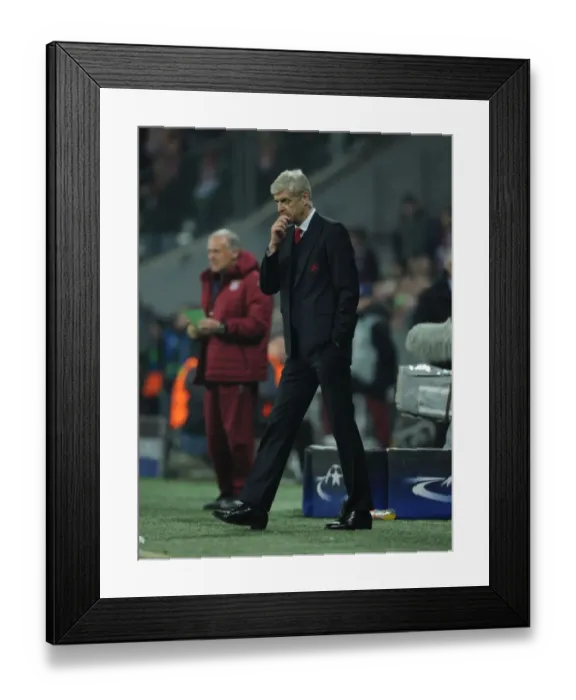 Framed Print : Arsene Wenger at Allianz Arena: Arsenal vs. Bayern Munich, UEFA Champions League Round of 16 (First Leg)