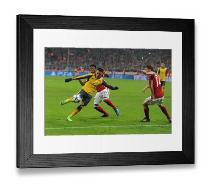 Framed Print : Alexis Sanchez Scores Stunner: Arsenal's Upset Bid vs. Bayern Munich, UEFA Champions League 2016-17 - First Leg