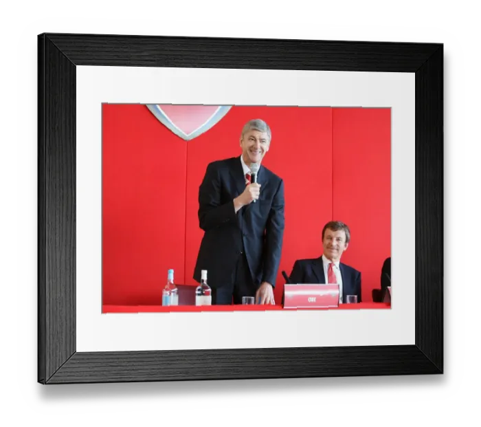 Framed Print : Arsene Wenger and Stan Kroenke at Arsenal AGM, 2008 - Emirates Stadium