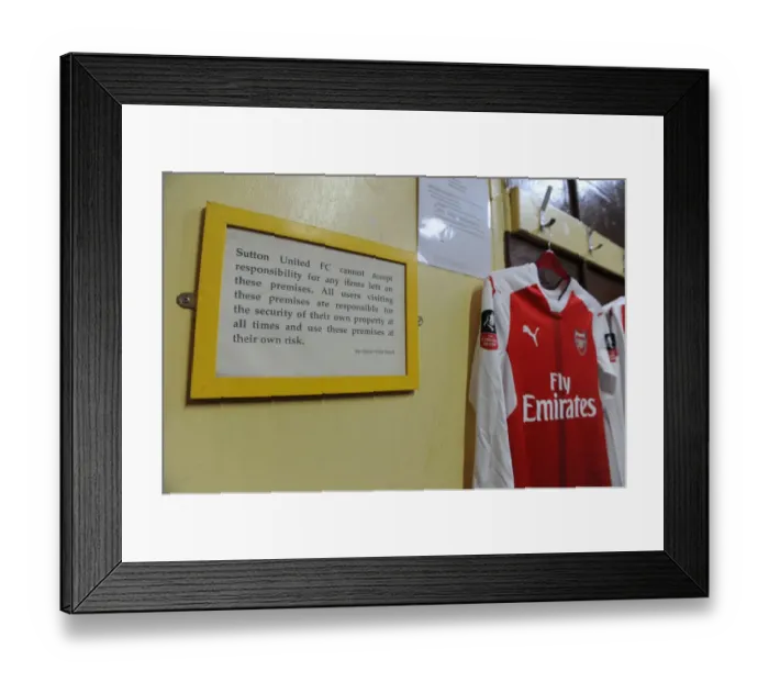 Framed Print : Behind the Scenes: Arsenal's Fifth Round Preparations at Sutton United's Changing Room