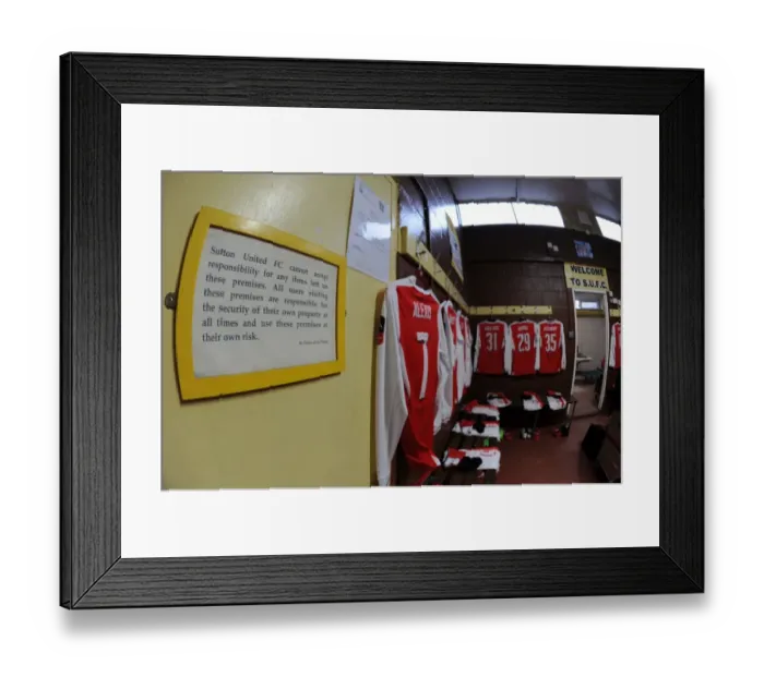 Framed Print : Behind the Scenes: Arsenal's Fifth Round Preparations at Sutton United's Changing Room, FA Cup 2017 Framed Print : Behind the Scenes: Arsenal's Fifth Round Preparations at Sutton United's Changing Room, FA Cup 2017