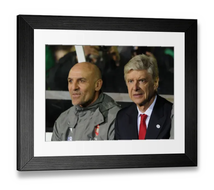 Framed Print : Arsene Wenger and Steve Bould before Sutton United vs. Arsenal FA Cup Match, 2017