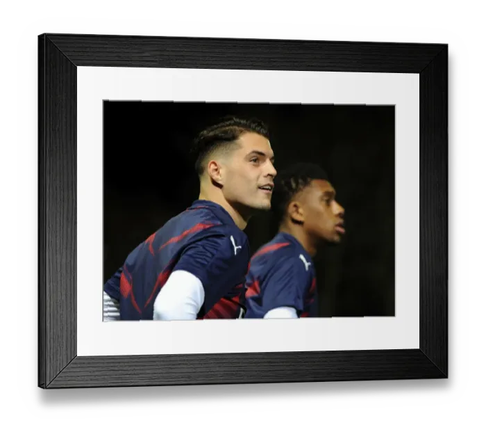 Framed Print : Granit Xhaka's Arsenal Pre-Match Focus at Sutton United in FA Cup Fifth Round