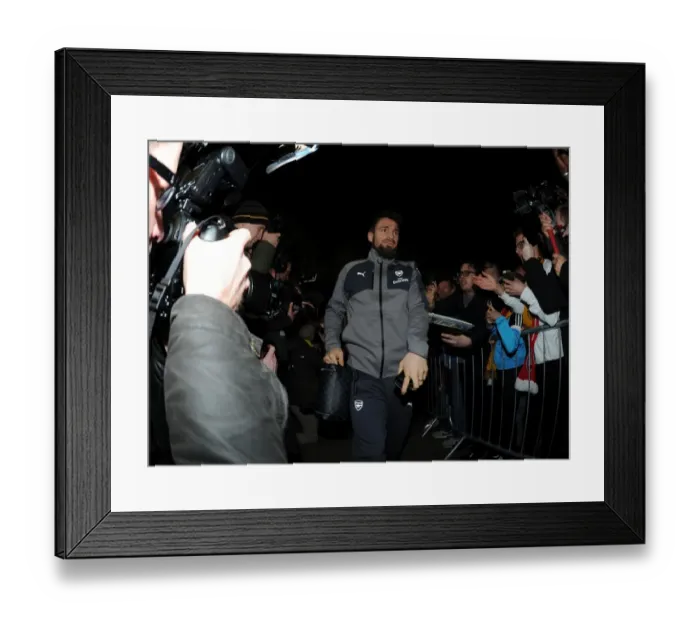 Framed Print : Arsenal's Debuchy Arrives at Sutton United for FA Cup Fifth Round Clash