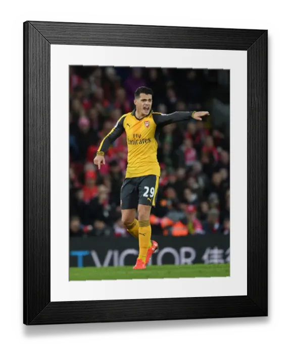 Framed Print : Granit Xhaka: Arsenal Star in Action at Anfield - Premier League 2016-17: Liverpool vs. Arsenal Framed Print : Granit Xhaka: Arsenal Star in Action at Anfield - Premier League 2016-17: Liverpool vs. Arsenal