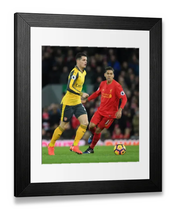Framed Print : Xhaka vs. Firmino: Intense Battle at Anfield - Liverpool vs. Arsenal, Premier League 2016-17 Framed Print : Xhaka vs. Firmino: Intense Battle at Anfield - Liverpool vs. Arsenal, Premier League 2016-17