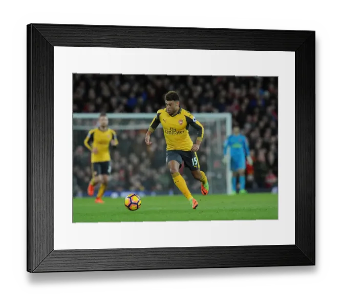 Framed Print : Arsenal's Alex Oxlade-Chamberlain Faces Off Against Liverpool at Anfield (Premier League 2016-17)