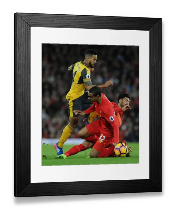 Framed Print : Clash at Anfield: Walcott vs. Matip & Can - Liverpool vs. Arsenal (2016-17)