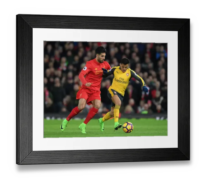Framed Print : Arsenal's Alexis Sanchez Outmaneuvers Liverpool's Emre Can in Intense Premier League Clash (2016-17)