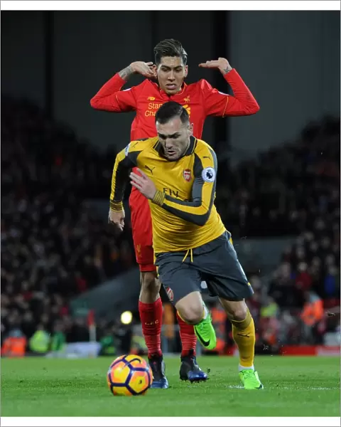 Clash at Anfield: Lucas Perez vs. Firmino - Premier League Showdown between Liverpool and Arsenal (2016-17)