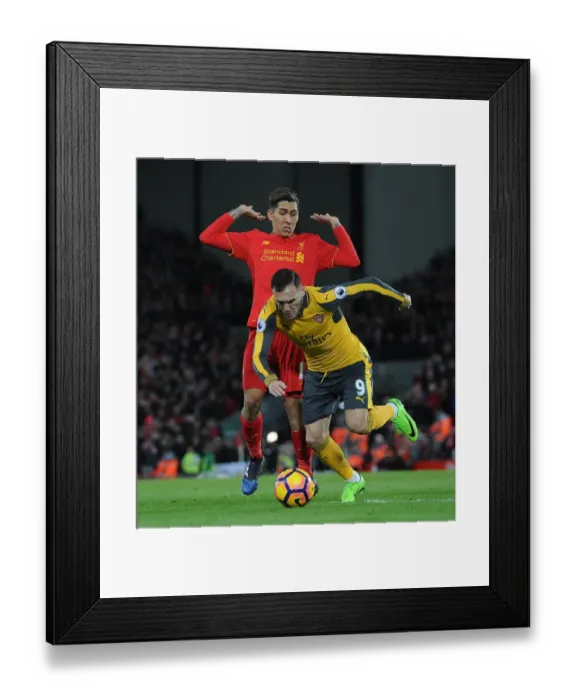Framed Print : Perez vs. Firmino: A Premier League Clash at Anfield (2016-17)