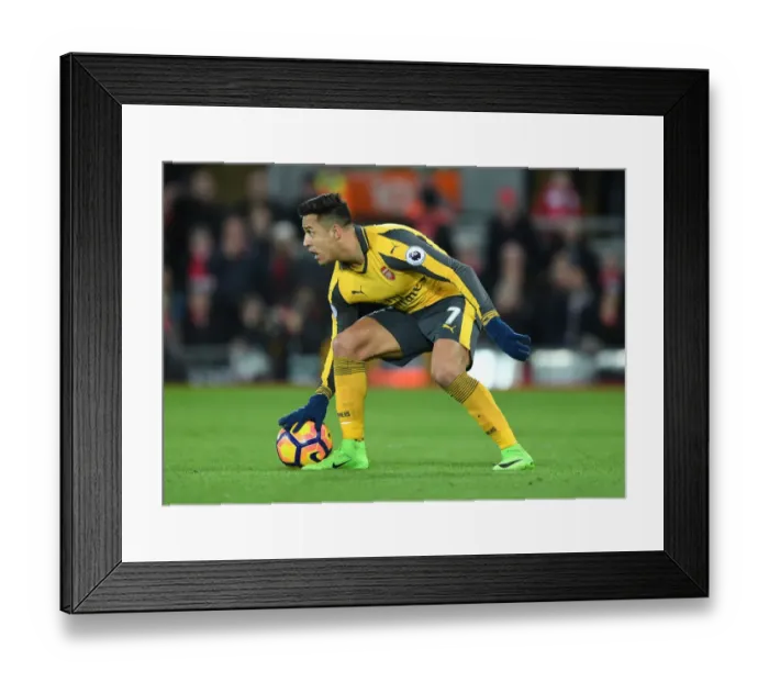 Framed Print : Arsenal's Alexis Sanchez Faces Off Against Liverpool at Anfield (Premier League 2016-17)
