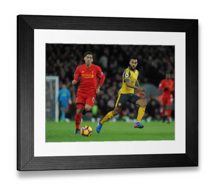 Framed Print : Theo Walcott vs. Firmino: Intense Battle at Anfield - Liverpool vs. Arsenal, Premier League 2016-17