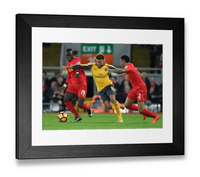 Framed Print : Clash at Anfield: Oxlade-Chamberlain vs. Mane & Clyne - Premier League Showdown