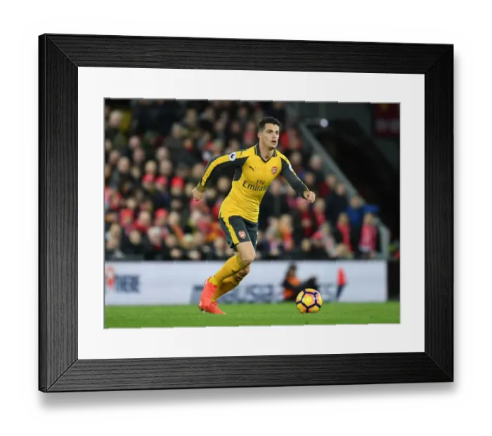 Framed Print : Granit Xhaka in Action: Liverpool vs Arsenal, Premier League 2016-17 Framed Print : Granit Xhaka in Action: Liverpool vs Arsenal, Premier League 2016-17