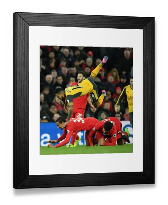 Framed Print : Intense Clash: Walcott vs. Liverpool's Defense - A Battle to Remember, Premier League 2016-17