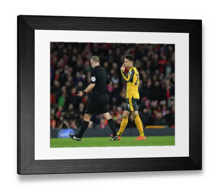 Framed Print : Xhaka's Dispute with Referee Bobby Madley: Liverpool vs. Arsenal, Premier League 2016-17
