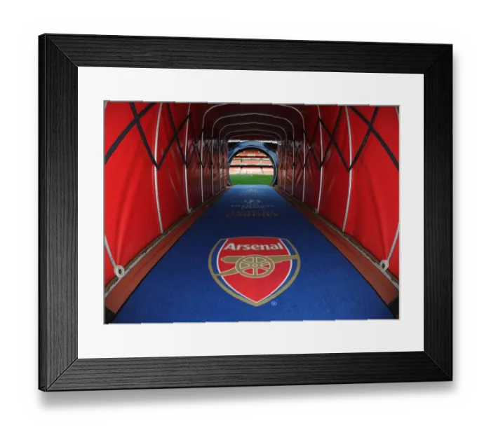 Framed Print : Arsenal vs. FC Bayern Munich: Tunnel Moment before UCL Clash at Emirates Stadium (2016-17)