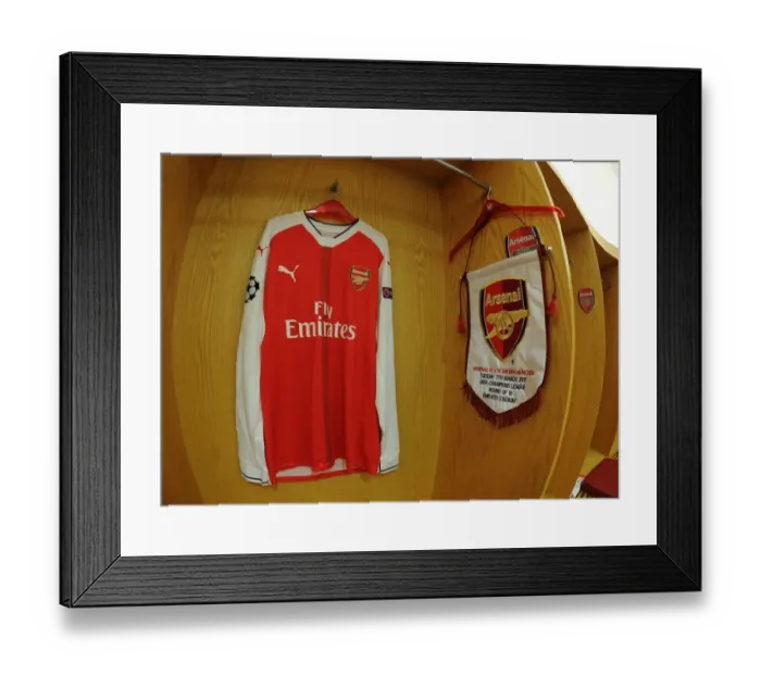 Framed Print : Arsenal FC vs. FC Bayern Munich: Preparing for the UEFA Champions League Showdown - Arsenal's Changing Room Framed Print : Arsenal FC vs. FC Bayern Munich: Preparing for the UEFA Champions League Showdown - Arsenal's Changing Room